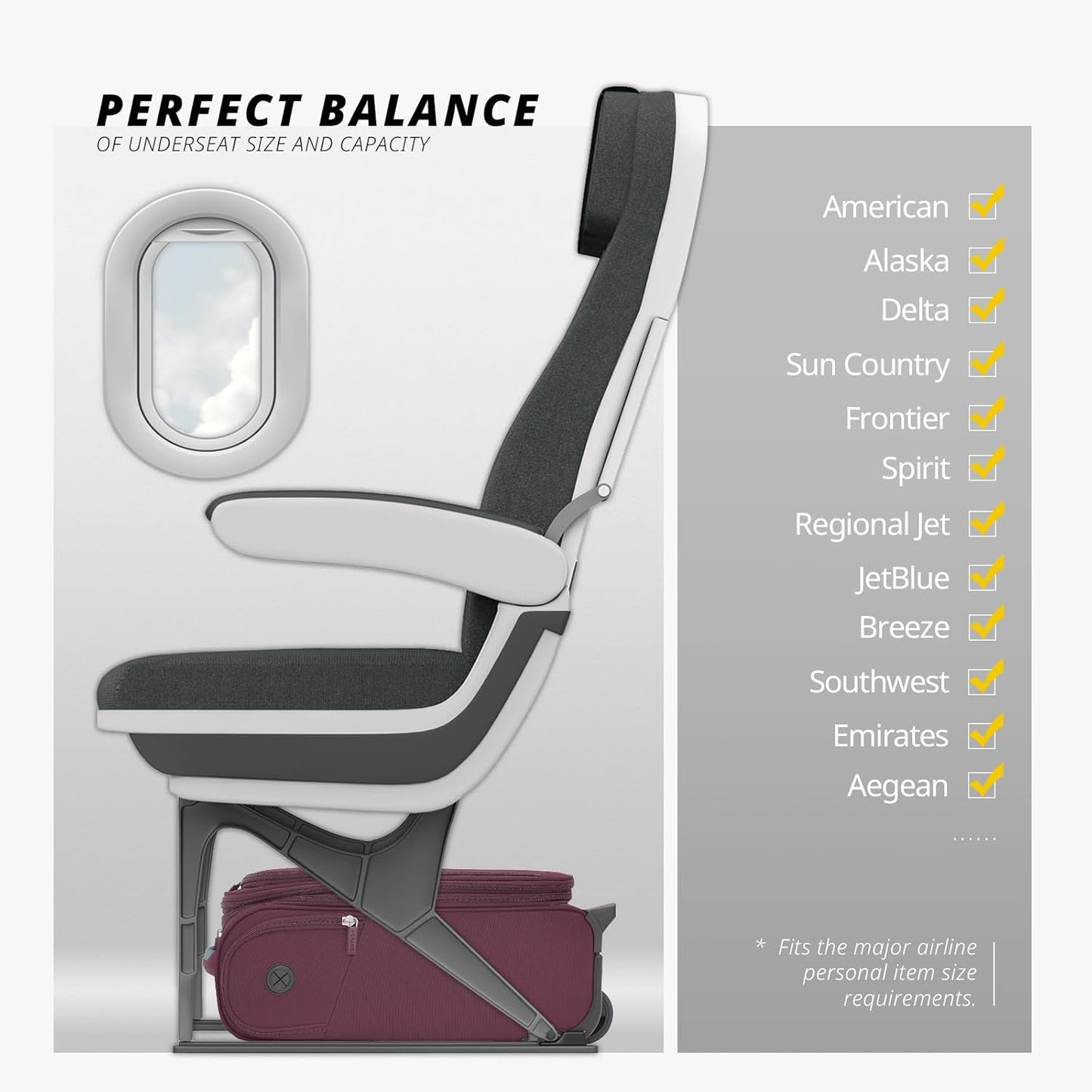 Verage Under Seat Luggage with Wheels, Softside Expanable Small Suitcase Carry On Luggage Bags for Airlines Airplanes Short Trip Men Women (Grape red, 16-Inch Rolling Underseat)