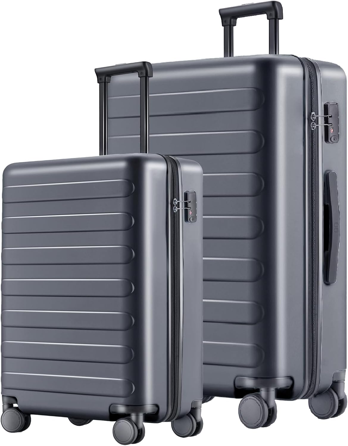 NINETYGO Luggage Sets 2 Piece, Carry On Luggage Airline Approved, Large Checked Luggage with Spinner Wheels, Lightweight, Hard Shell PC Suitcase Sets, TSA Approved, 20in/28in (Grey, Rhine Basic)