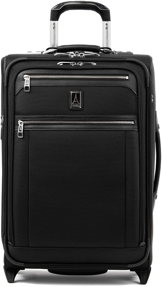 Travelpro Platinum Elite Softside Expandable Carry on Luggage, 2 Wheel Upright Suitcase, USB Port, Men and Women, Shadow Black, Carry On 22-Inch