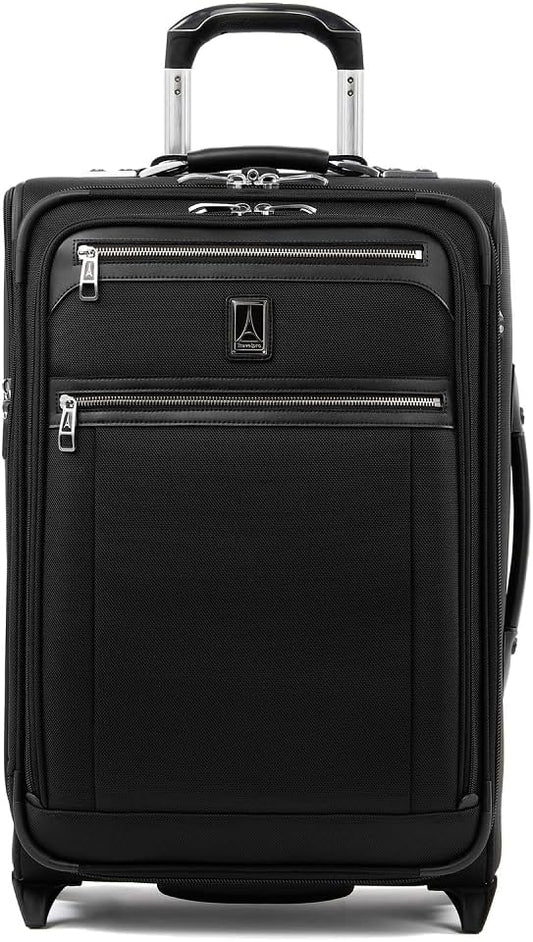 Travelpro Platinum Elite Softside Expandable Carry on Luggage, 2 Wheel Upright Suitcase, USB Port, Men and Women, Shadow Black, Carry On 22-Inch