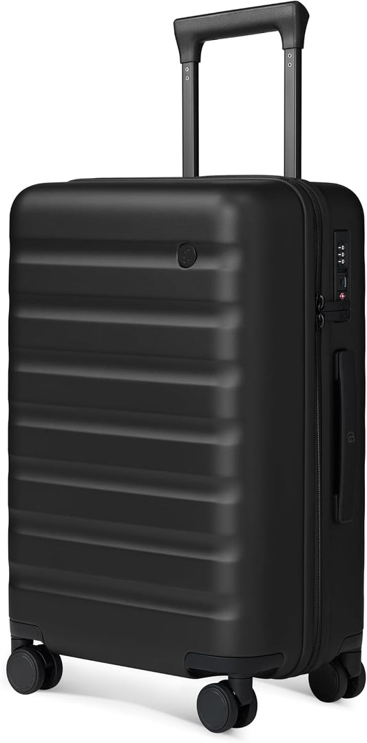 NINETYGO Carry On Luggage 22x14x9 Airline Approved, 20 Inch Luggage with Smooth Spinner Wheels, Lightweight, Hard Shell PC Suitcase Carry-On, Travel Luggage, TSA Approved (Black, Rhine Basic2.0)