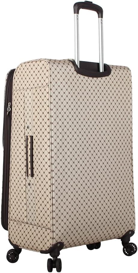 Steve Madden Designer Luggage - Checked Large 28 Inch Softside Suitcase - Expandable for Extra Packing Capacity - Lightweight Bag with Rolling Spinner Wheels (Noble Brown/Tan, 28in)