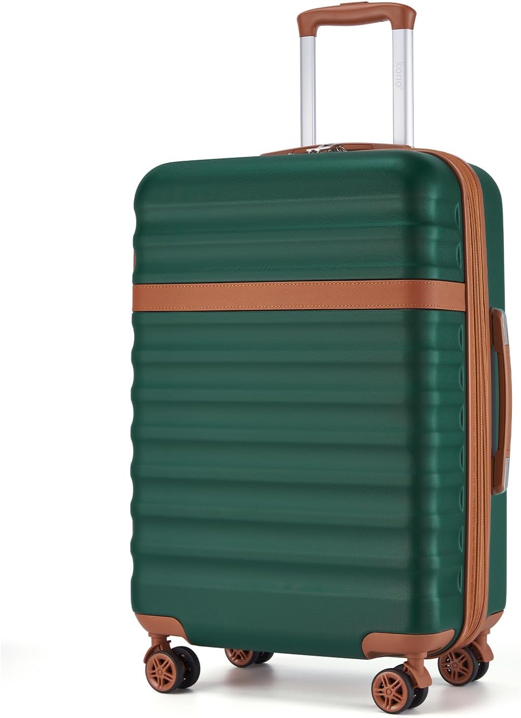 Kono Medium Sized Checked Luggage, 24 Inch Expandable with Spinner Wheels, TSA Lock, ABS + PC Lightweight Travel Suitcase with Larger Capacity and Lighter Weight, Green