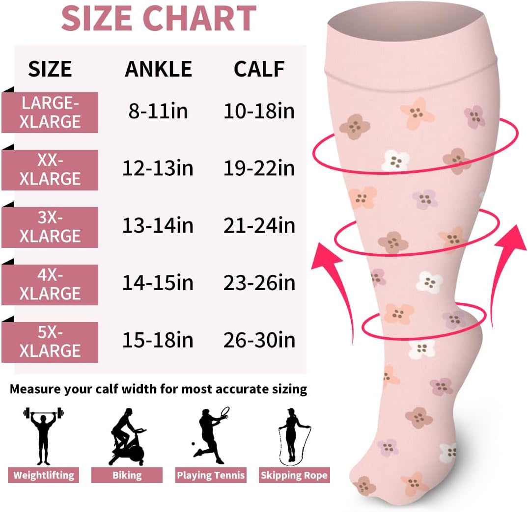Laite Hebe Plus Size Compression Socks for Women and Men-3 pairs Wide Calf Knee High Support for Circulation