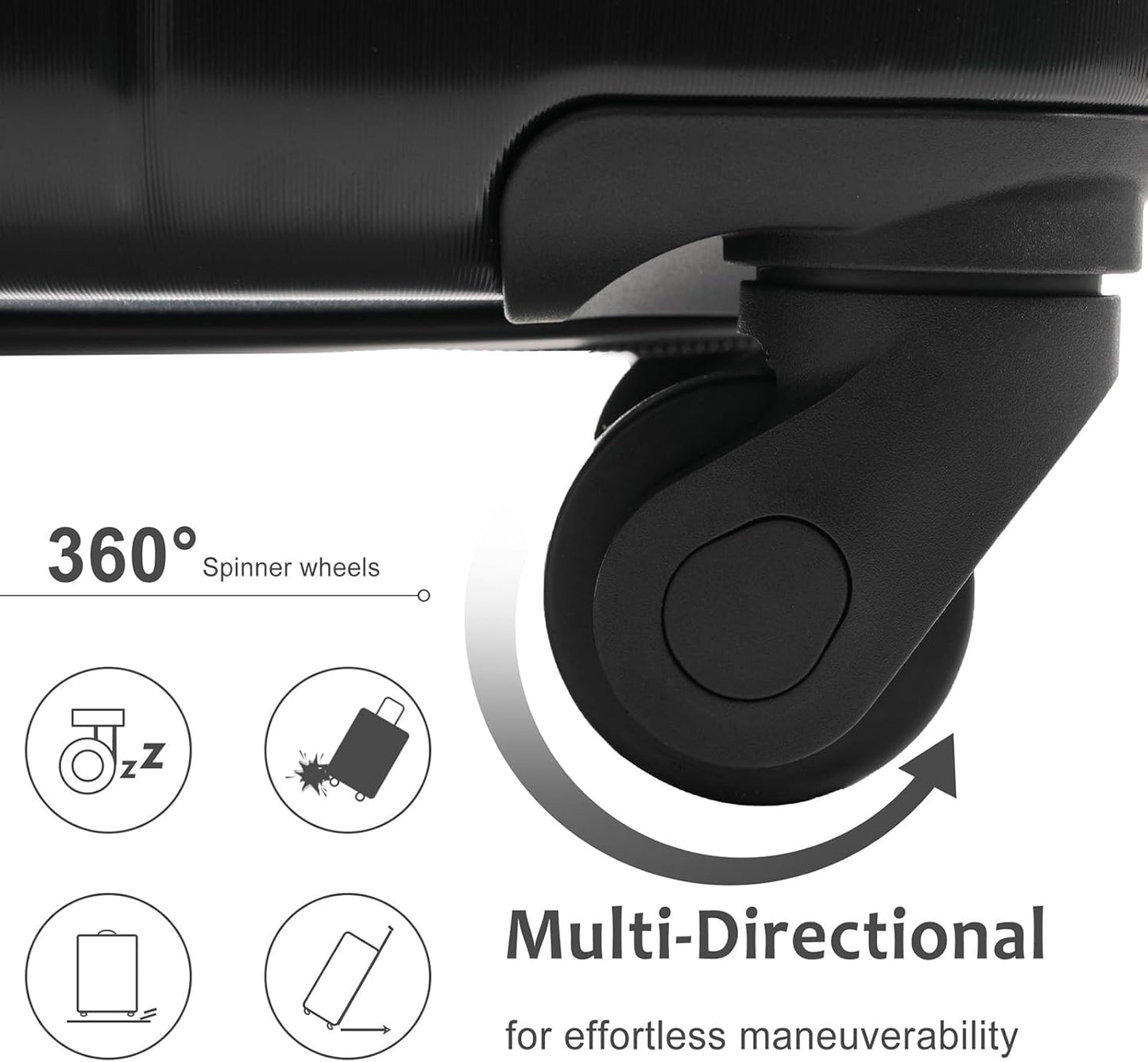 20in Carry On Luggage Hardshell Suitcase with Spinner Wheels Lightweight Lugagge Design Waterproof Durable for Travel (Black)