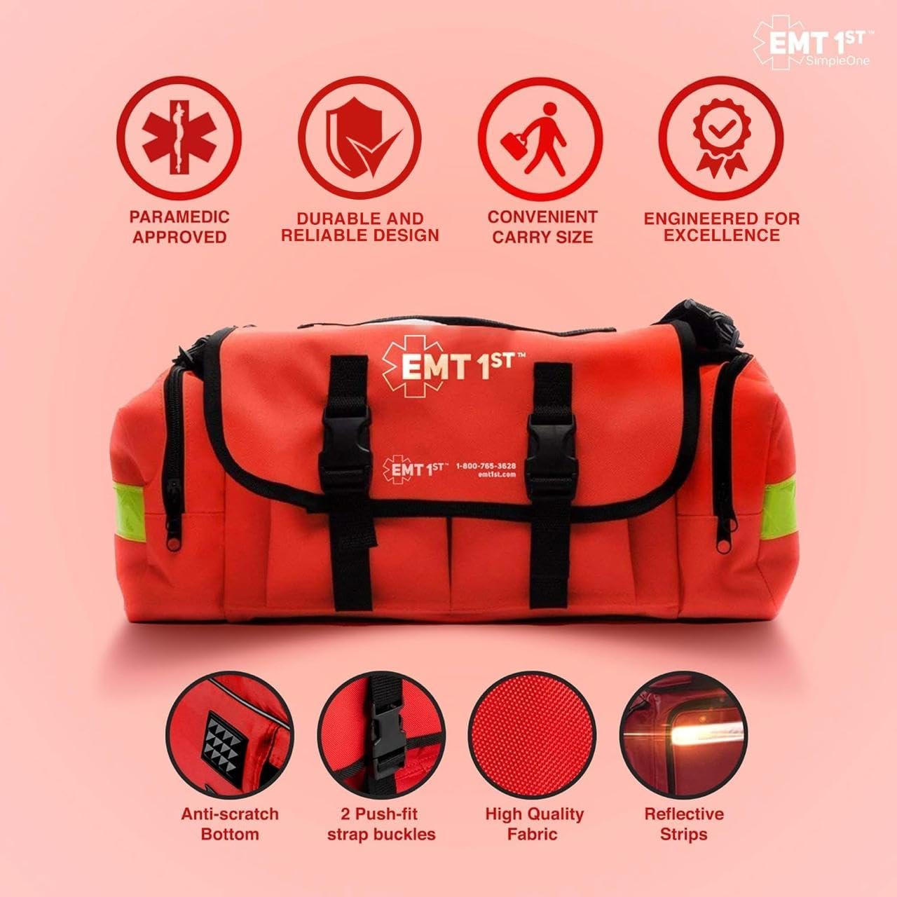 EMT 1st Emergency Responder Empty First Aid Kit for Car, Home & Travel Compact Medical Kit with Medical Supplies in a Durable EMT Bag Perfect Emergency Preparedness