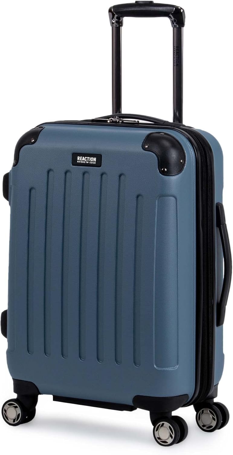 Kenneth Cole REACTION Renegade Luggage Expandable 8-Wheel Spinner Lightweight Hardside Suitcase, Granite Blue, 20-Inch Carry On