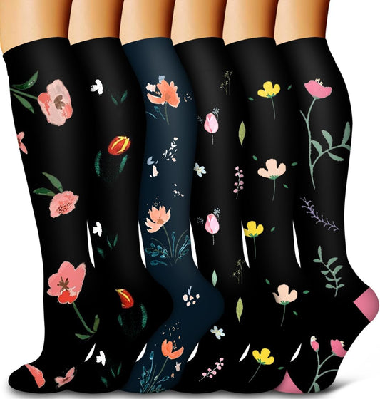 6 Pack Copper Compression Socks for Women and Men Circulation-Best Support for Medical, Running,Nursing,Athletic