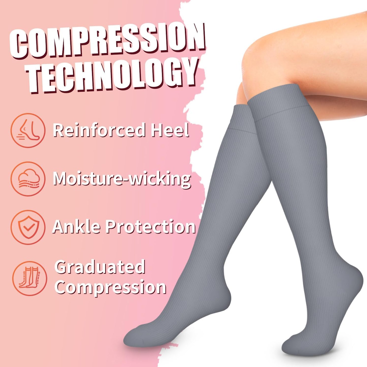Bluemaple Compression Socks for Women & Men Circulation (6 Pairs) 15-20 mmHg is Best Support for Athletic Running Cycling