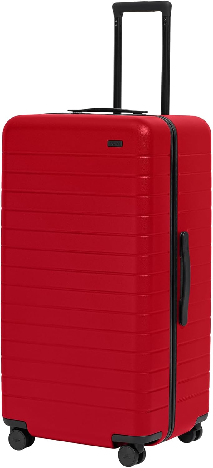 Away Large Trunk Luggage, 31 Inch Hardside Suitcase with Spinner Wheels, Lightweight & Durable, TSA Lock, Ideal for Long Trips, Cherry Red
