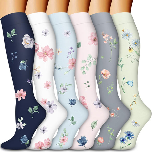 Bluemaple Compression Socks for Women & Men Circulation (6 Pairs) 15-20 mmHg is Best Support for Athletic Running Cycling