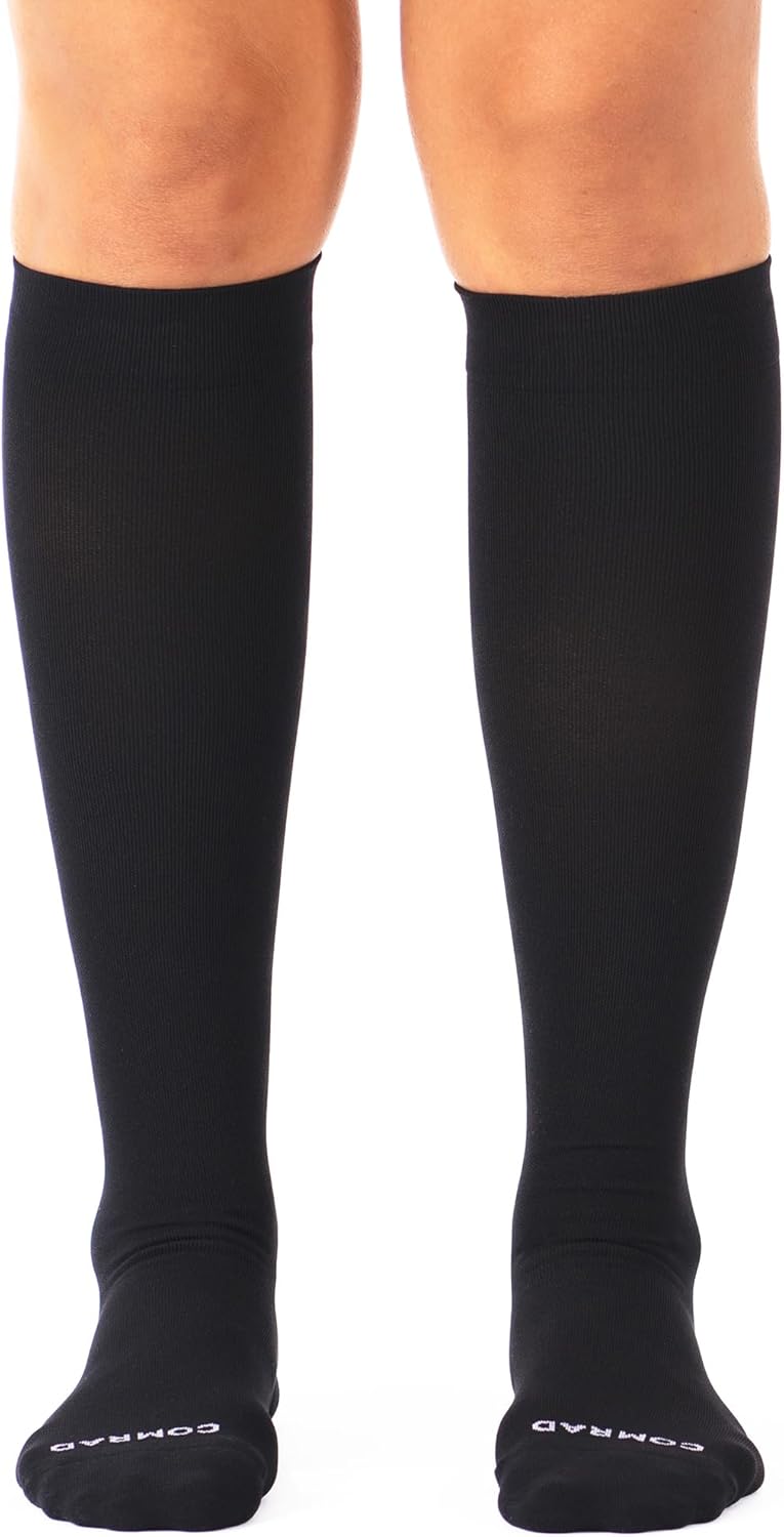 Comrad Nylon Knee High Socks - 15-20mmHg Graduated Compression Socks - Soft & Breathable Support Unisex Socks