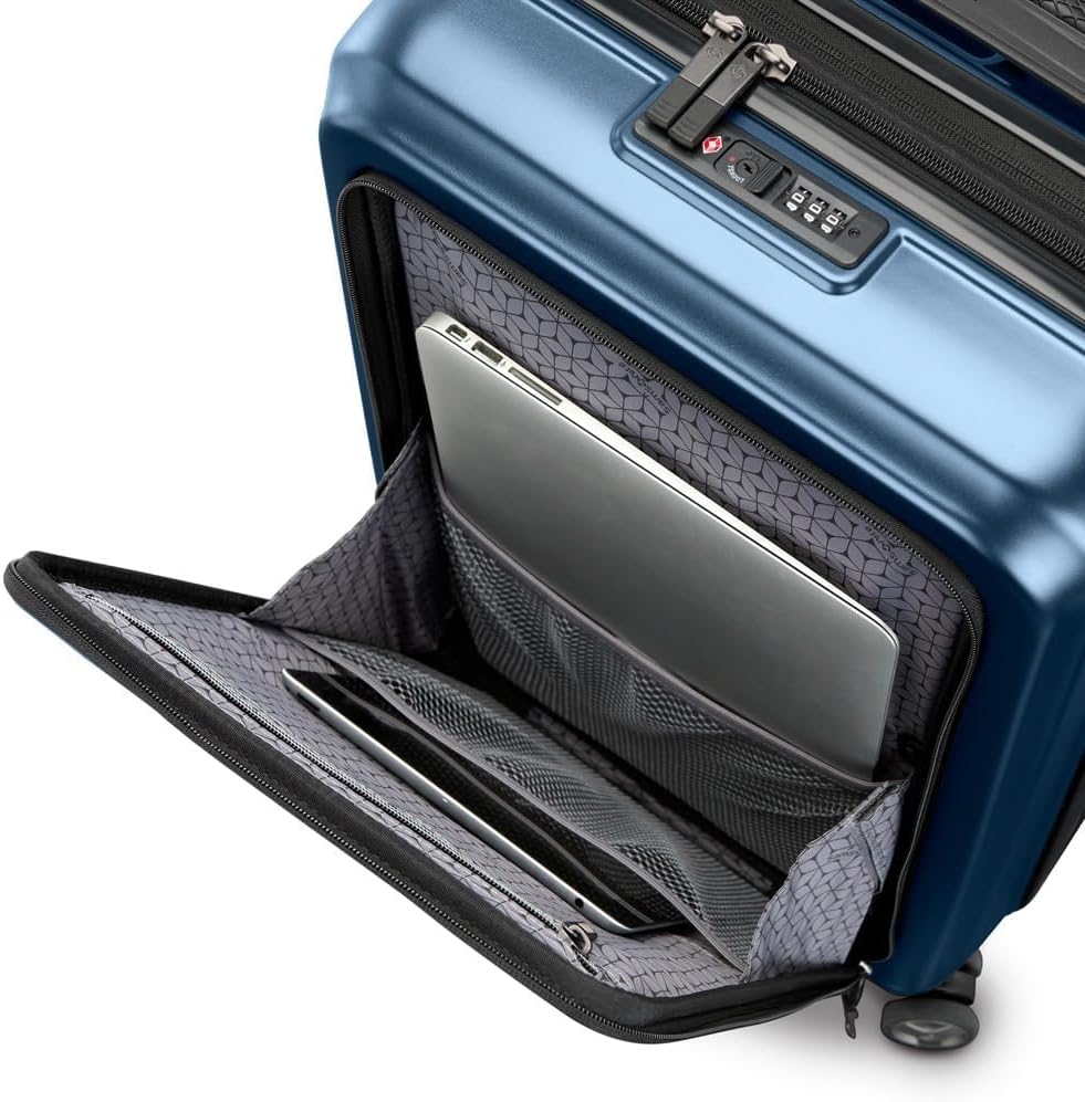 Samsonite Carry-On Pro Front Pocket Hardside Expandable 21-Inch Octiv Luggage: Durable & Impact Resistant, 360° Aero Trac Spinner Wheels, Adjustable Telescopic Handle, TSA Approved Lock - Blue