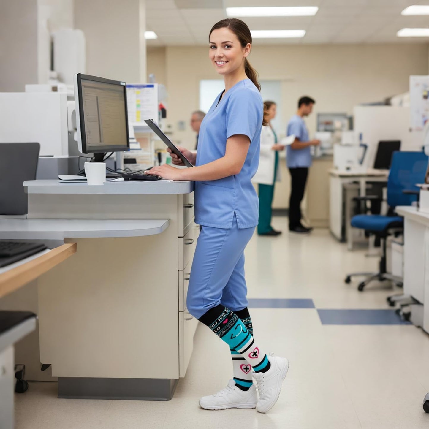 Graduated Compression Socks for Women&Men 20-30mmhg Knee High Socks Travel Hiking Running Stocking