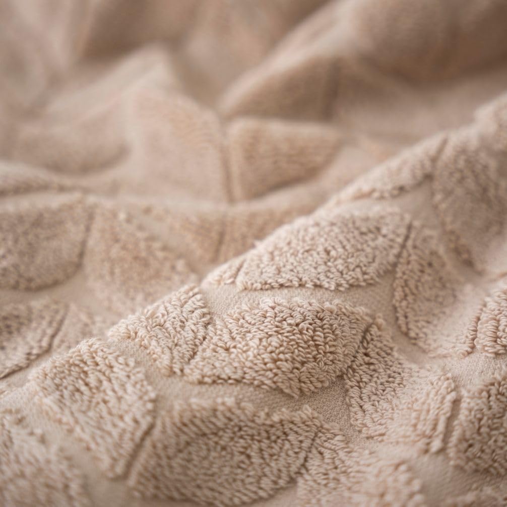 BAGNO MILANO Turkish Bath Towels, Soft Plush Jacquard Luxury Bath Towels, Quick Dry Towel Set (Latte, 3 pcs Towel Set)