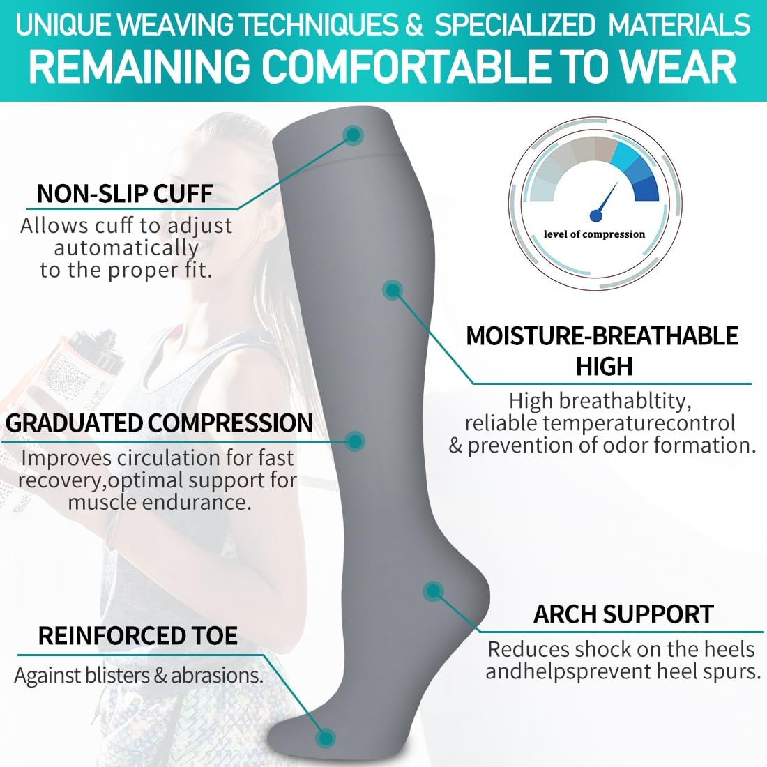 Copper Compression Socks for Women and Men(6 Pairs)-Best Support for Running, Athletic, Nursing, Travel