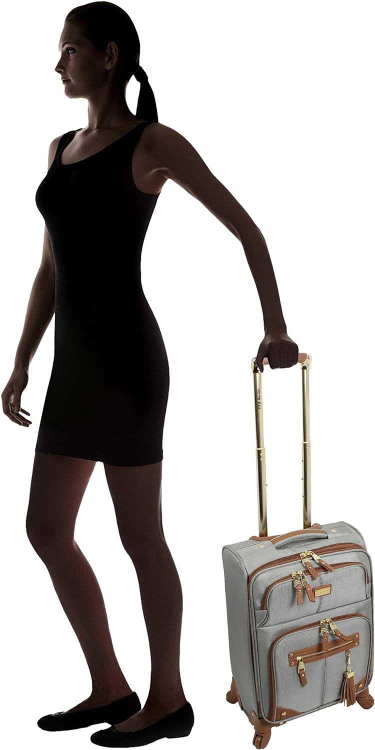 Steve Madden Unisex-Adult (Luggage only) Carry on Bag with Spinner Wheels, Harlo Gray, 21.5 inches