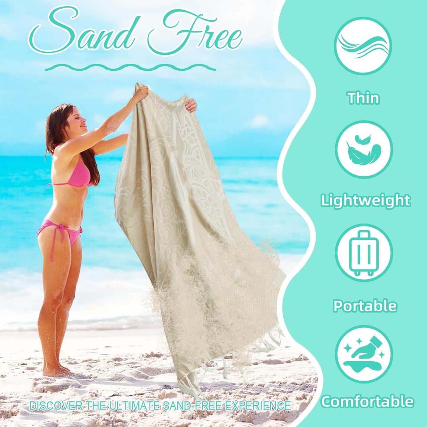 Oversized Turkish Beach Towel Blanket Cotton Giant XL Sandproof Towels Huge Linen XXL Extra Large Big Throw Quilt Blankets for Adults Beige Dolphin