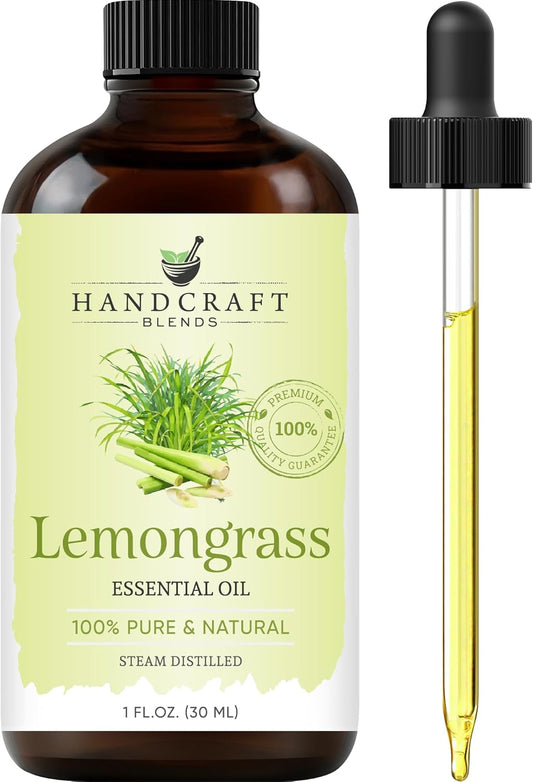 Handcraft Blends Lemongrass Essential Oil – 1 Fl Oz – 100% Pure and Natural – Premium Grade Essential Oil for Diffuser and Aromatherapy, Skin, Massage, Candle and Soap Making Fragrance