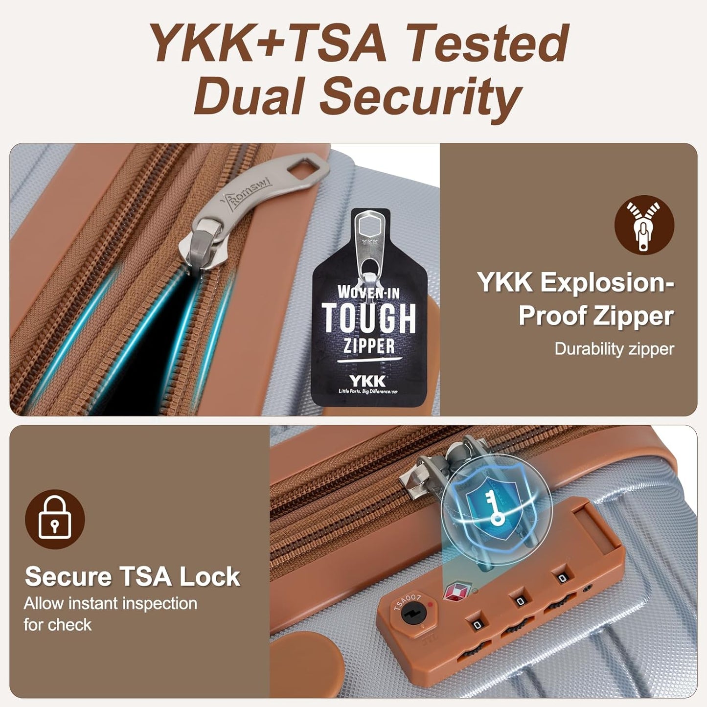 Romswi Expandable 22" Carry On Luggage,Hardshell Suitcase with Double Spinner Wheels for 20% More Space, Airline Approved Lightweight Hardside Luggage, Scratch-Resistant & YKK Zipper,Silver