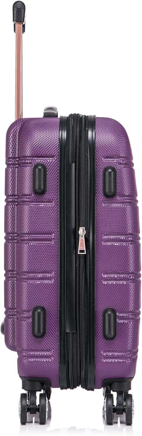 Rockland Melbourne Hardside Expandable Spinner Wheel Luggage Set, Purple, Carry-On 20-Inch and Tote 14-Inch