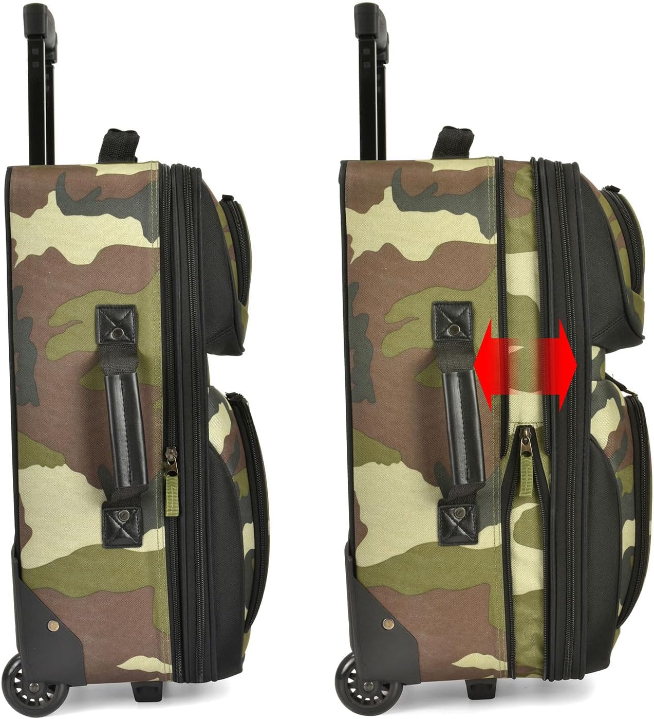 U.S. Traveler Lightweight Rolling 20" Carry On Luggage Softside Suitcase, Camouflage, 2-Wheel Single