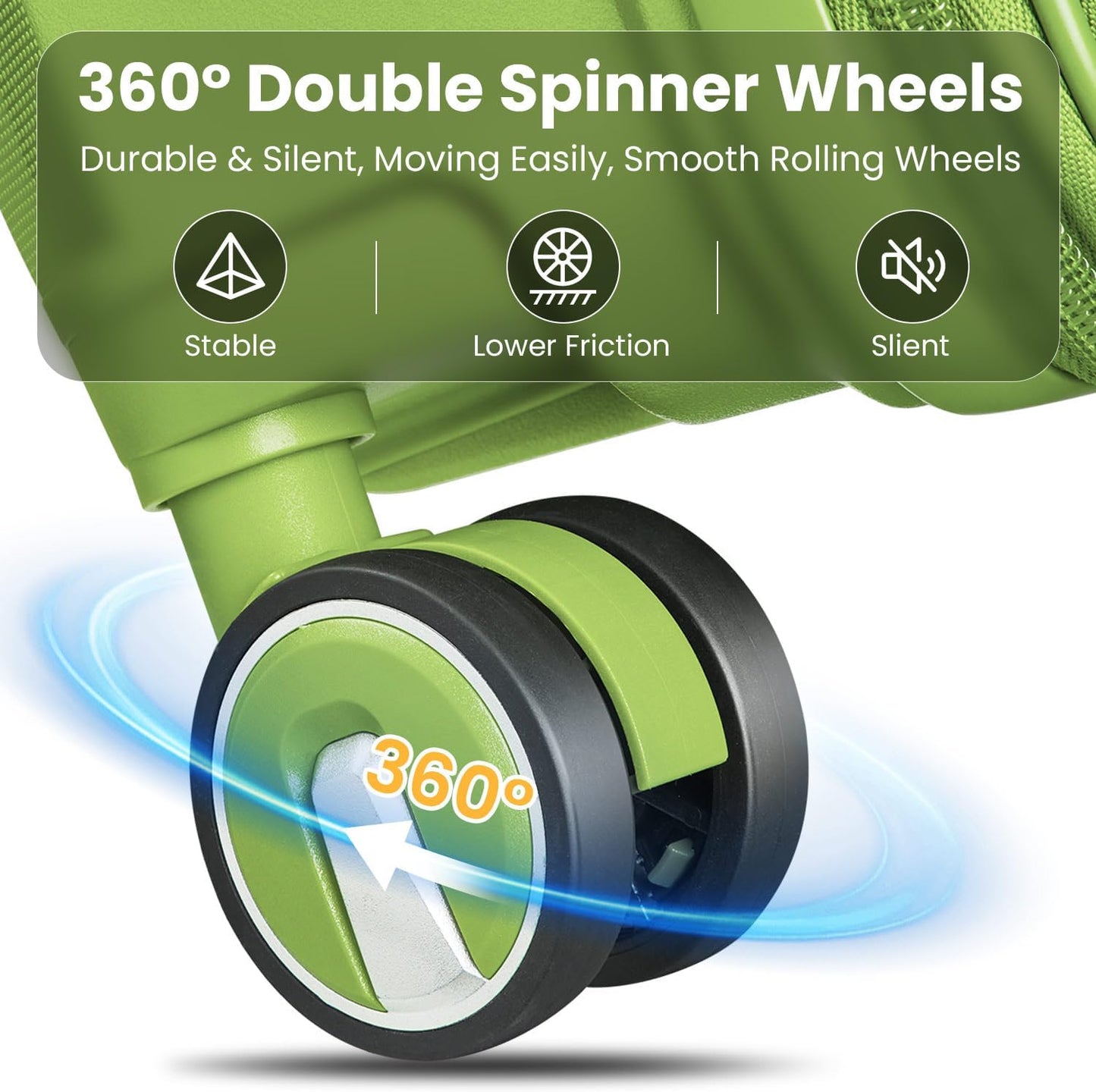 4-Piece Expandable Hardshell Luggage Set with TSA Lock (14/20/24/28) - Lightweight PP Suitcases, 360° Silent Spinner Wheels and Durable 100LB Handle for Air Travel (C# Olive Green)