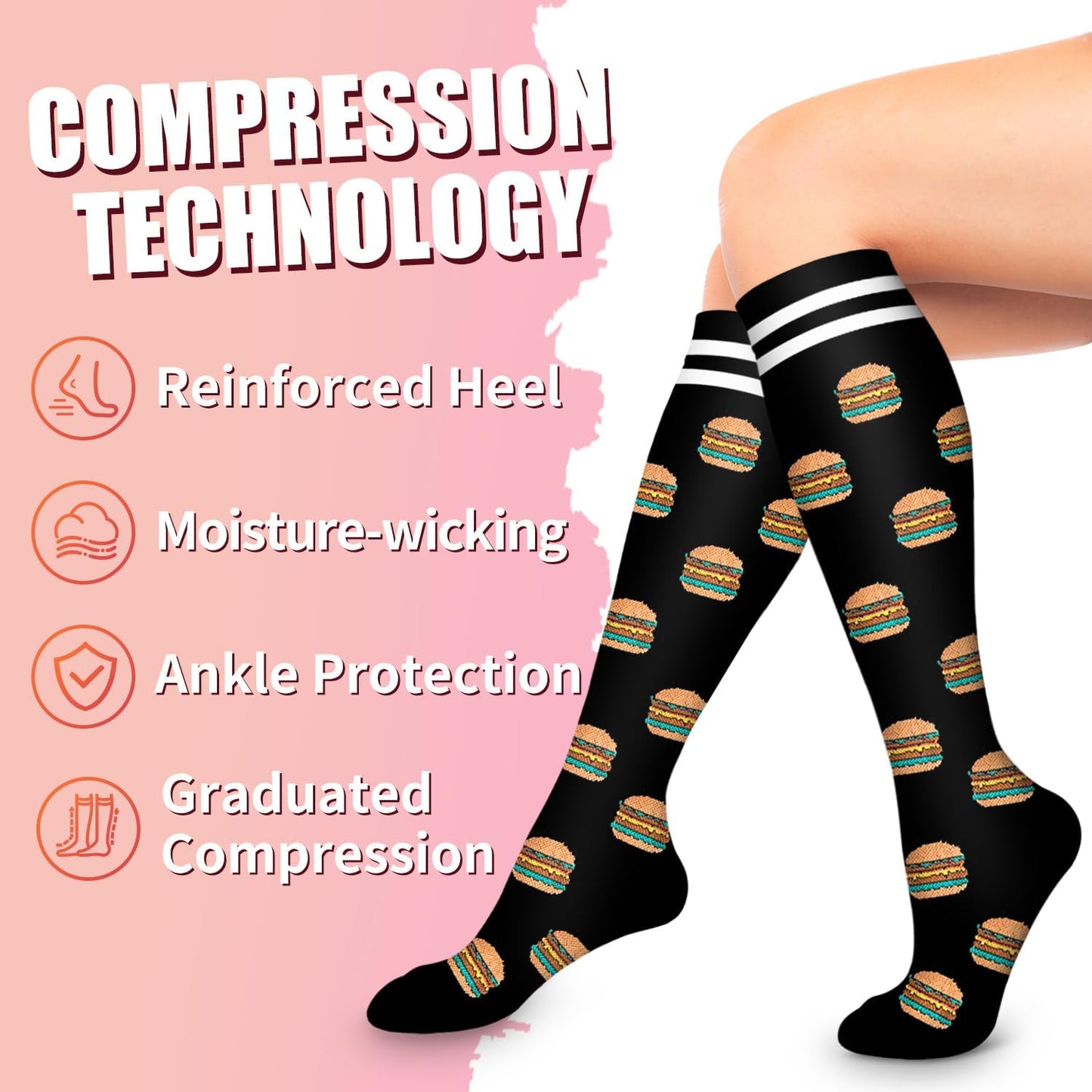 Bluemaple Compression Socks for Women & Men Circulation (6 Pairs) 15-20 mmHg is Best Support for Athletic Running Cycling