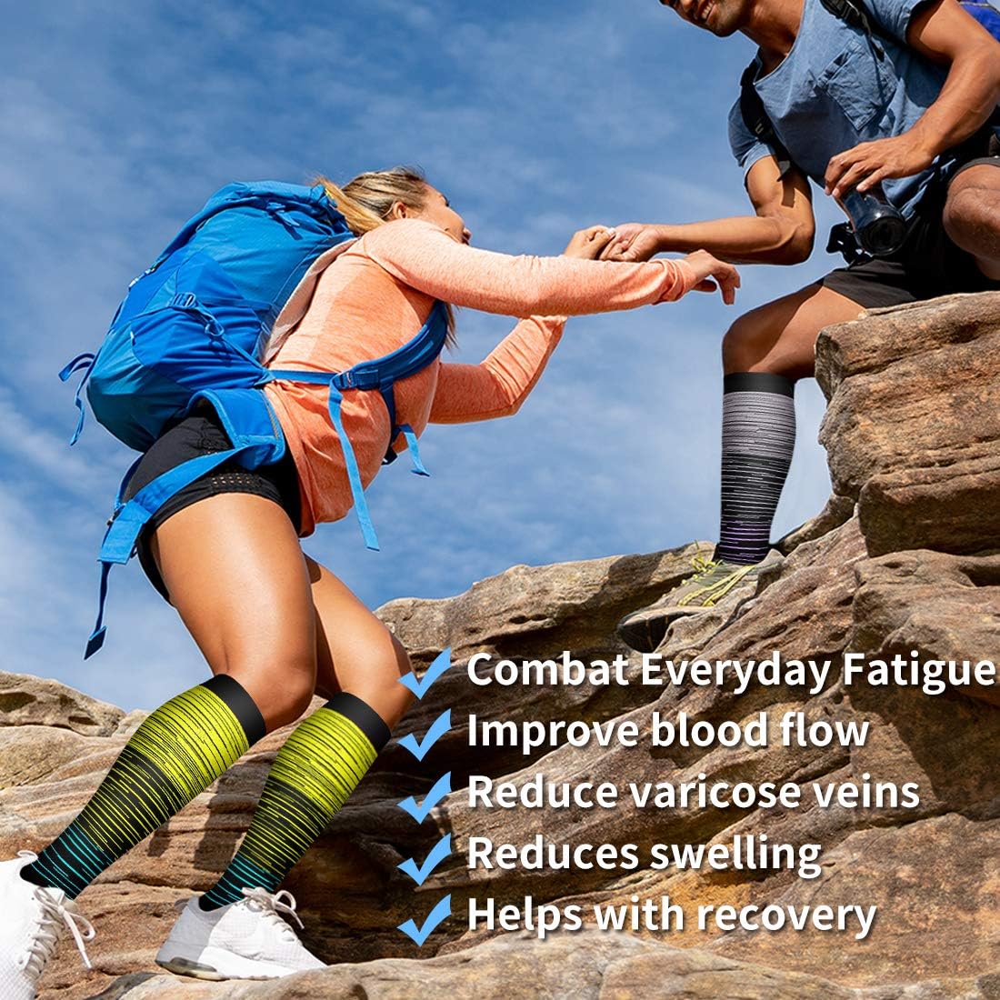 Copper Compression Socks for Women and Men(6 Pairs)-Best Support for Running, Athletic, Nursing, Travel