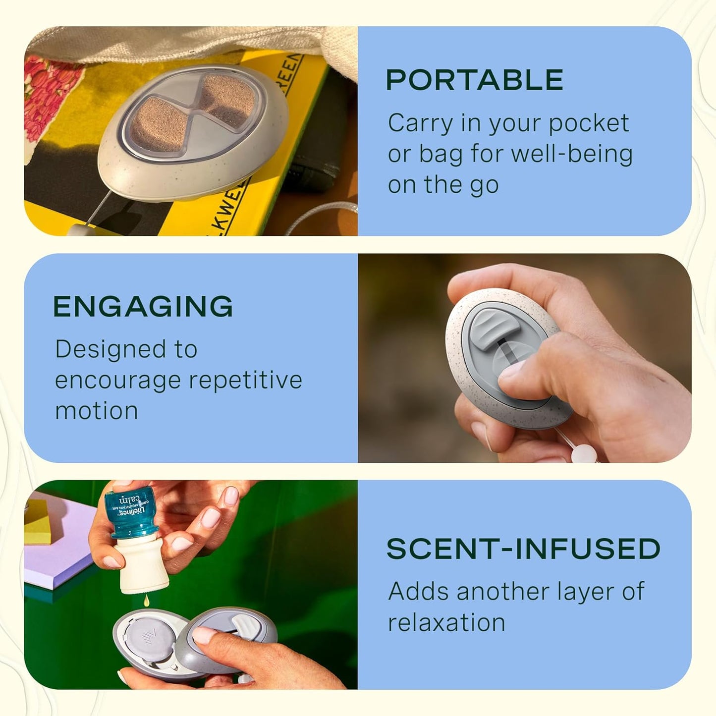 Lifelines Scent-Infused Grounding Stones, 2-Pack, Gravity Pack - Portable Fidgets for Adults with Essential Oil Blend & Diffusion Stones for Sensory Immersion - Calming Waterless Passive Diffuser