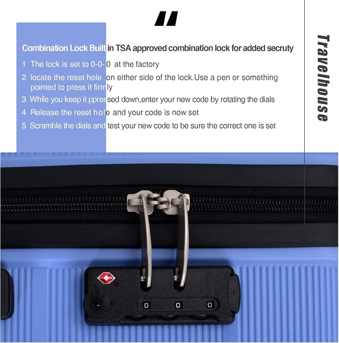 Luggage 3 Piece Sets Suitcase Set with Double Spinner Wheels, Lightweight Carry On Hardside Travel Luggage with TSA Lock, (20/24/28) (Purplish Blue)