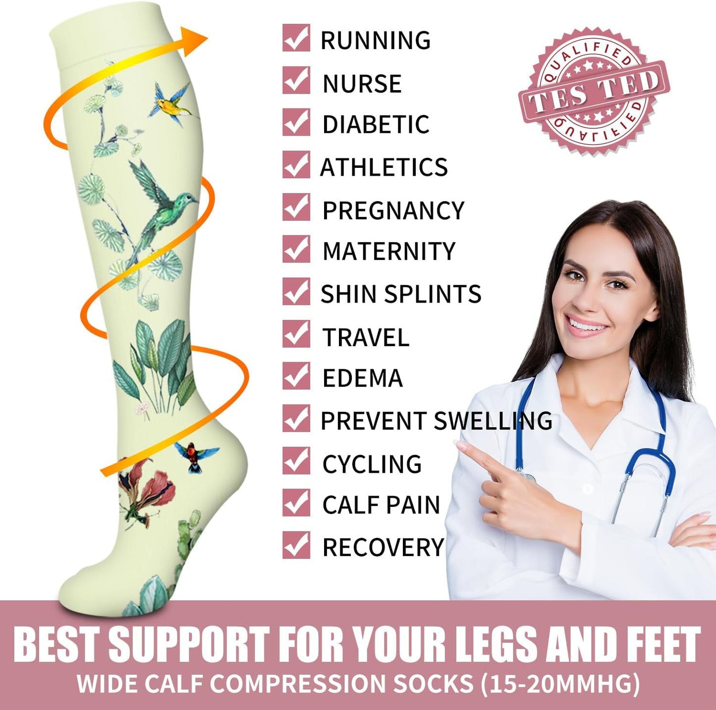 Bluemaple Compression Socks for Women & Men Circulation (6 Pairs) 15-20 mmHg is Best Support for Athletic Running Cycling