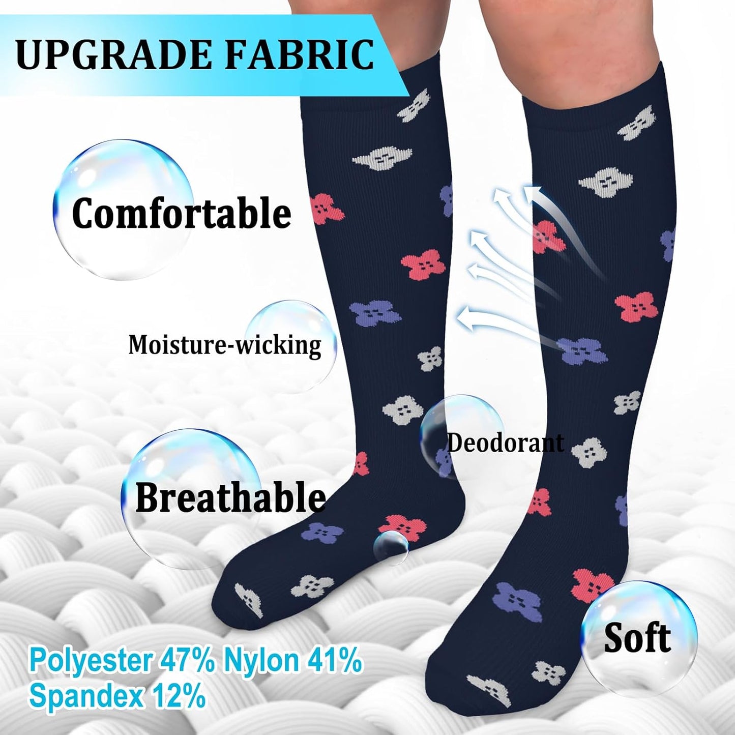 30-40mmHg Medical Graduated Compression Socks for Women&Men Circulation-Compression Stockings-Knee High Socks for Support,Hiking,Running