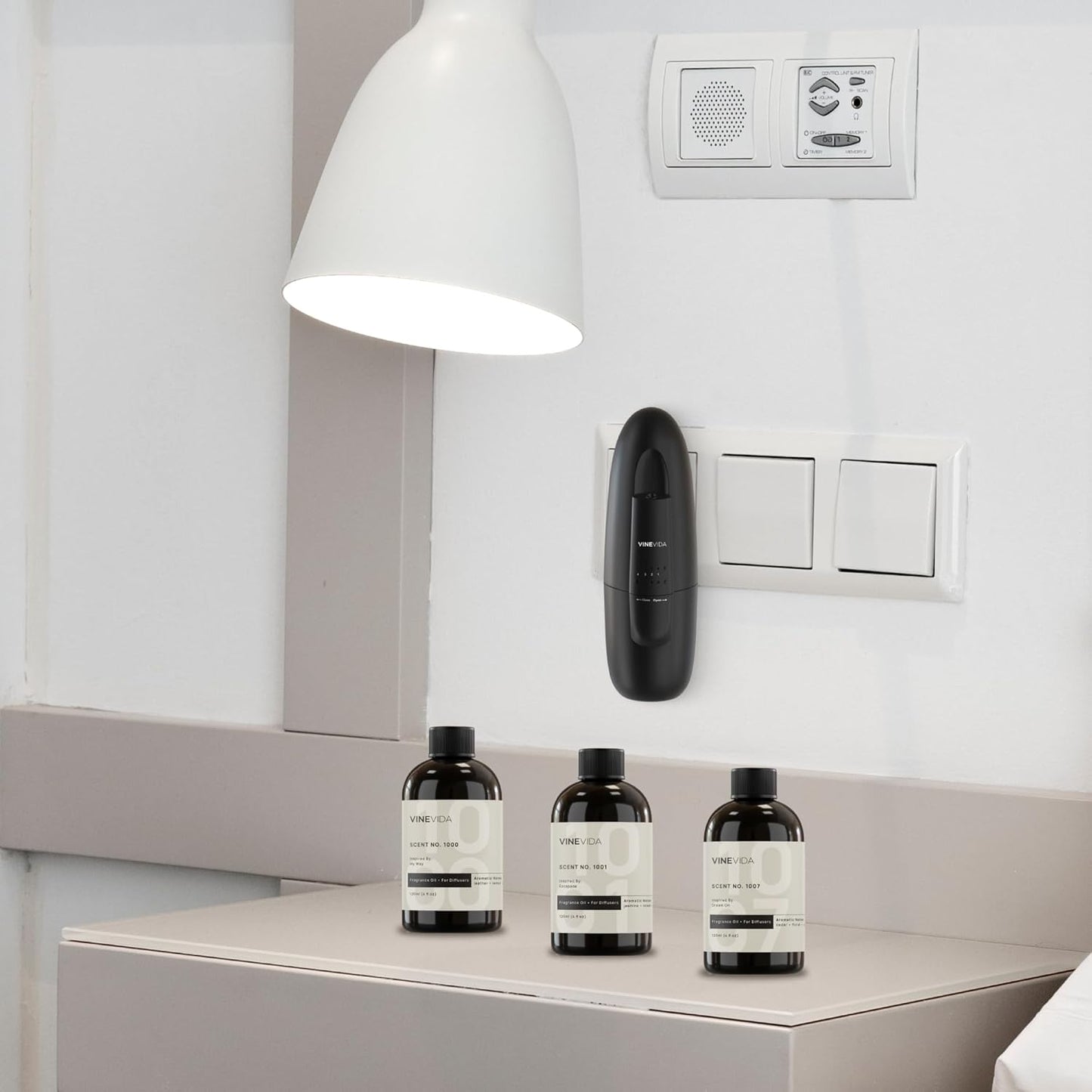 VINEVIDA Waterless Diffuser and 3 Top Selling Hotel Fragrance Oils - Essential Oil Diffuser for Home - Room Fragrance Air Diffuser [Black Aroma Diffuser]