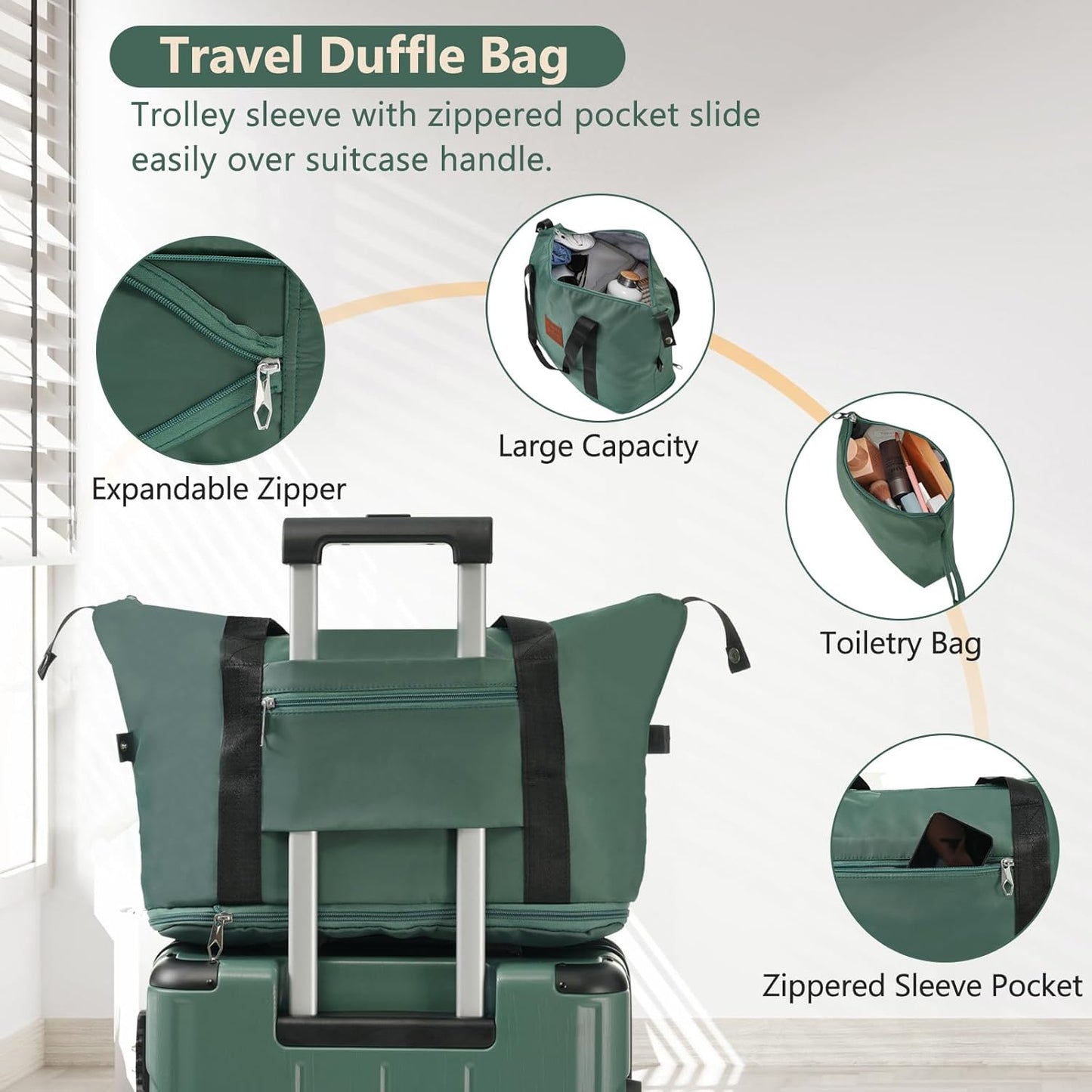 Merax Luggage Set 6 Piece Expandable Lightweight ABS Hardshell Travel Suitcases with Wheels, Corner Guards (Green, 6 piece set)