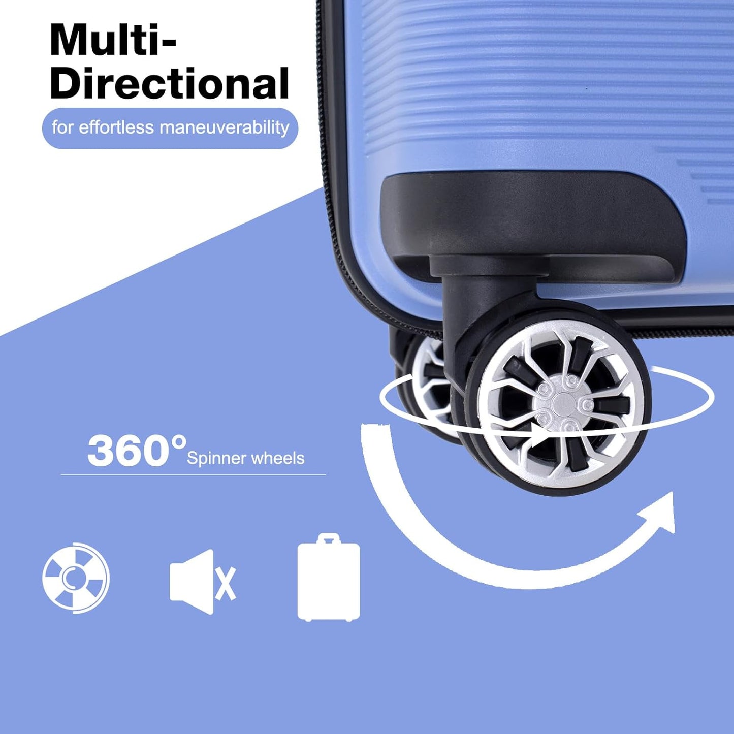 Luggage 3 Piece Sets Suitcase Set with Double Spinner Wheels, Lightweight Carry On Hardside Travel Luggage with TSA Lock, (20/24/28) (Purplish Blue)