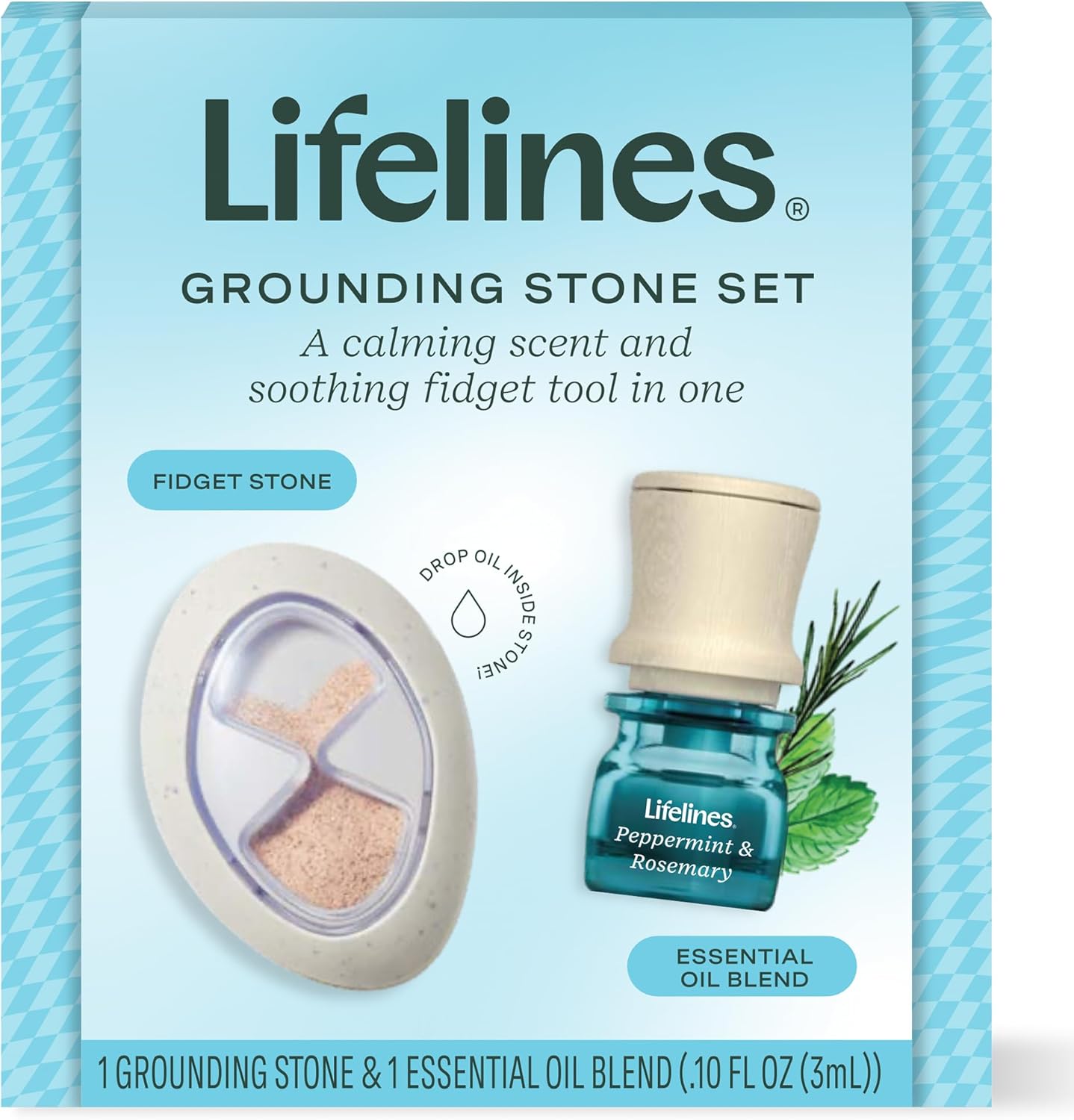 Lifelines Scent-Infused Grounding Stone & Oil Blend Gift Set - Fidgets for Tweens, Teens & Adults with Essential Oil Blend - Stocking Stuffers, White Elephant & Holiday Gifts for Christmas