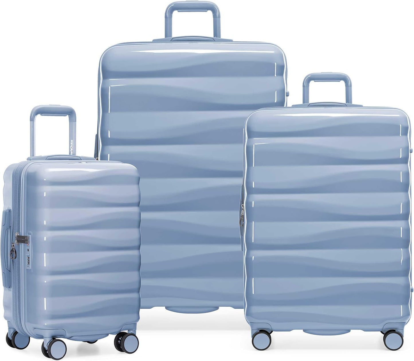 Traveler's Choice Edinburgh II Hardside Spinner Luggage with TSA Lock, Blue, 3 Piece (21/25/29)