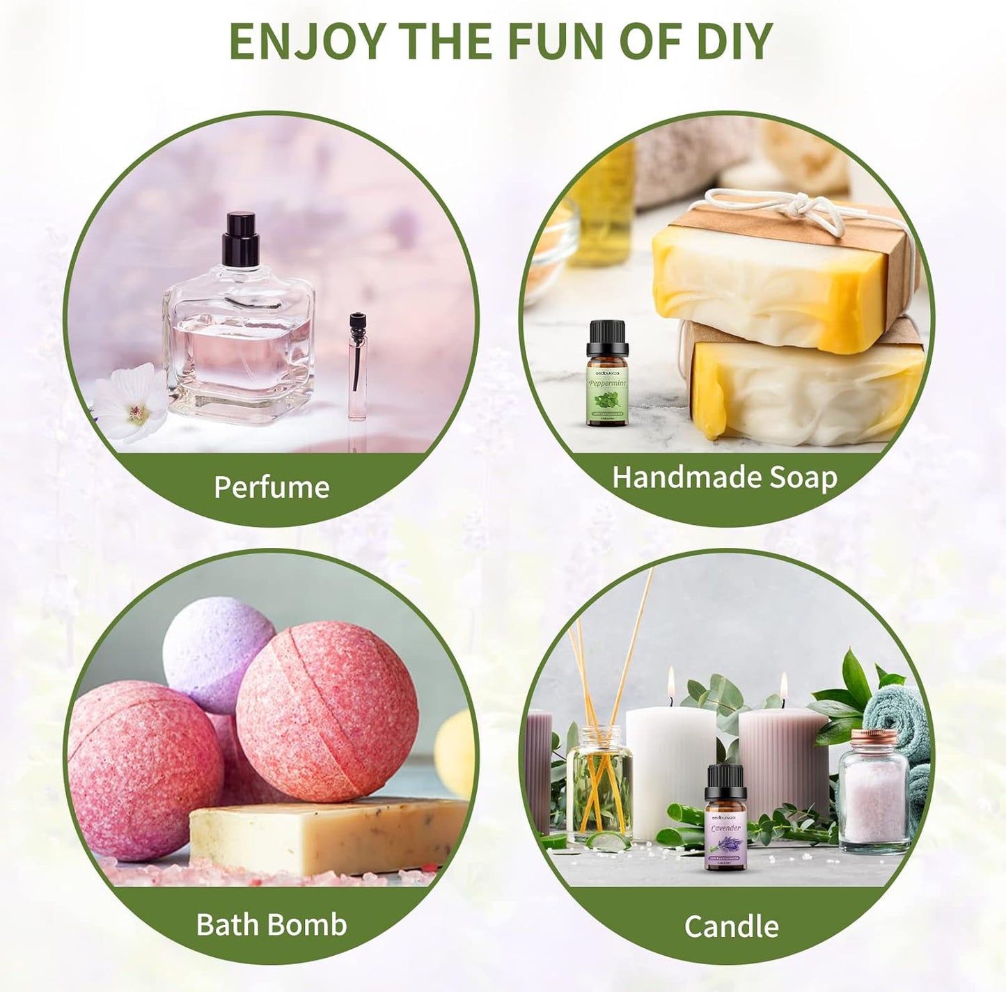 Sedbuwza Lavender Peppermint Essential Oil Set, Lavender Fragrance Oil Peppermint Scent Oil Set for Diffuser, Aromatherapy, Massage, Soap, Candle Making 2 x 10 ml