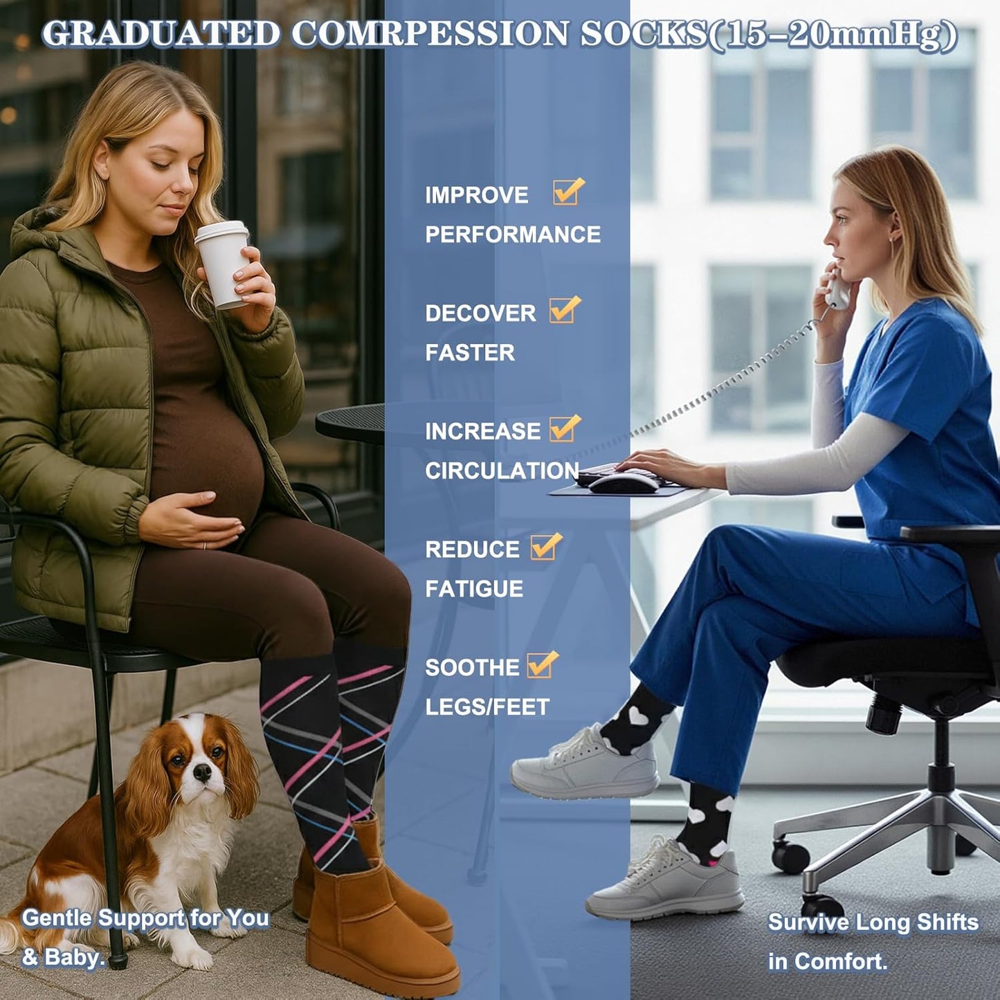 Compression Socks for Women and Men Circulation (3 Pairs) is Best Support for Running Athletic Cycling Hiking