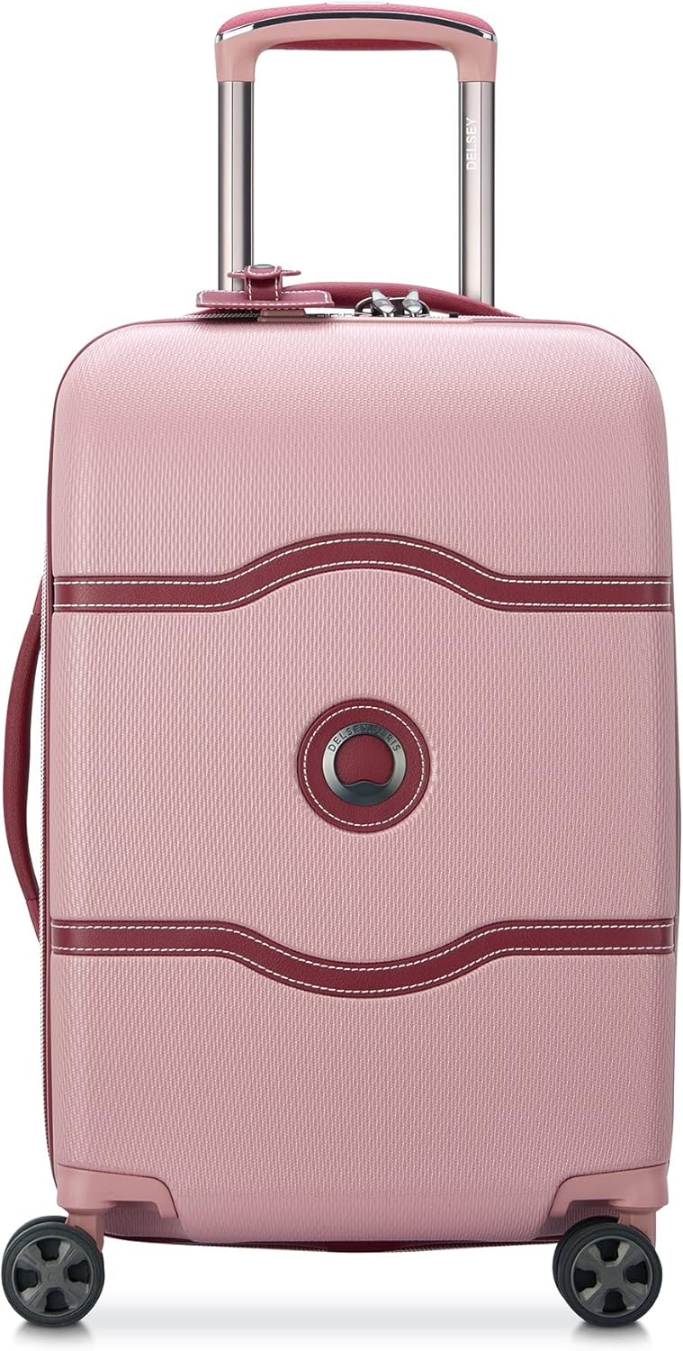 DELSEY PARIS Chatelet Air 2.0 Hardside Luggage with Spinner Wheels, Pink, Carry on 19 Inch