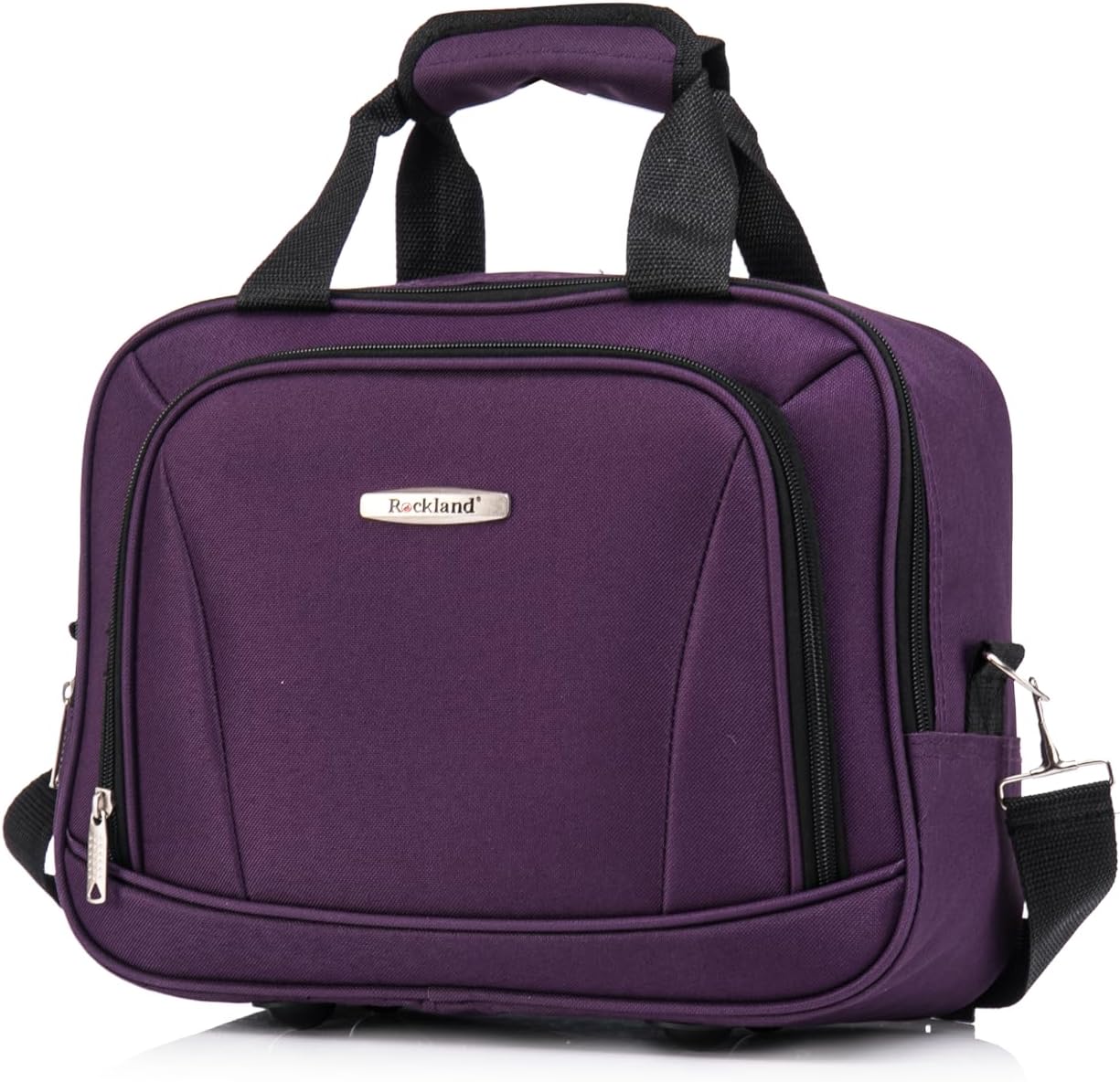 Rockland Melbourne Hardside Expandable Spinner Wheel Luggage Set, Purple, Carry-On 20-Inch and Tote 14-Inch