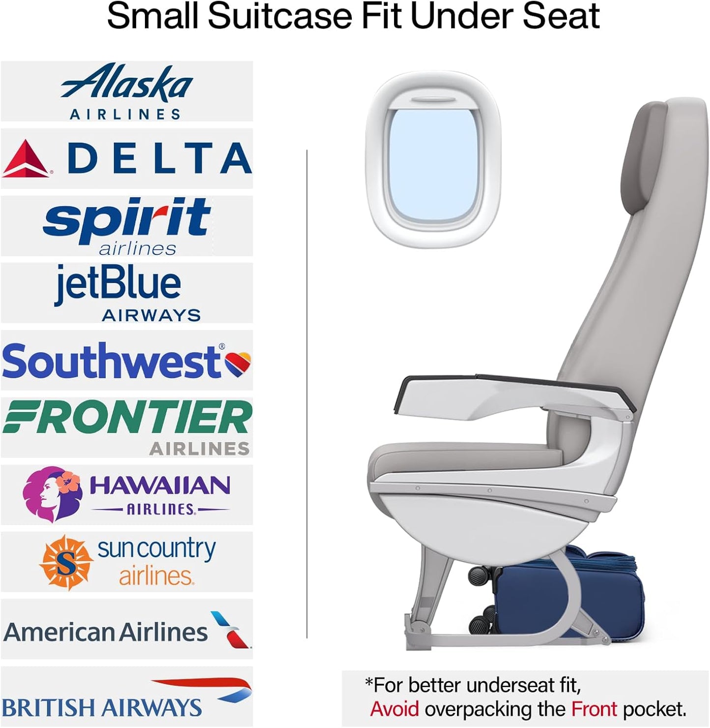 Hanke 16 Inch Underseat Carry On Luggage with Spinner Wheels Airline Approved, Small Rolling Suitcase Softside Underseater Lightweight TSA Travel Roller Suitcase Carry-On Bag(Blue)