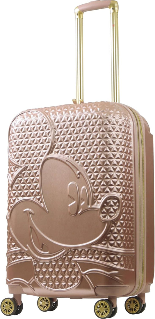 FUL Disney 26 Inch Rolling Luggage, Hardshell Suitcase with Spinner Wheels, Mickey Mouse-Rose Gold