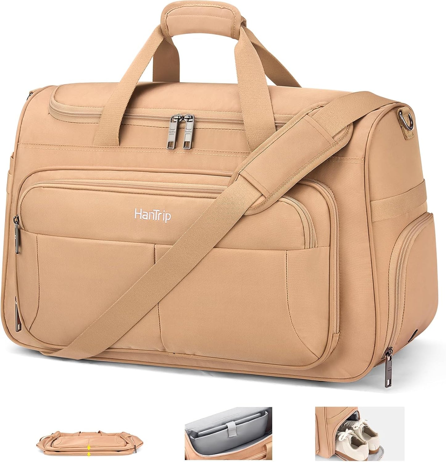 Carry on Duffel Bag Foldable Duffle Bags for Travel, Large Personal Item Bags for Airplanes, Weekender Overnight Mens Travel Tote Bag for Women Softside Carry on Luggage (Pink)