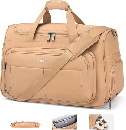 Carry on Duffel Bag Foldable Duffle Bags for Travel, Large Personal Item Bags for Airplanes, Weekender Overnight Mens Travel Tote Bag for Women Softside Carry on Luggage (Pink)