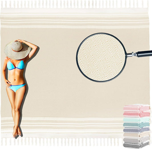 Oversized Turkish Beach Towel Blanket Cotton Giant XL Sandproof Towels Huge Linen XXL Extra Large Big Throw Quilt Blankets for Adults Cloud Travel Camping Glamping Accessories Essentials