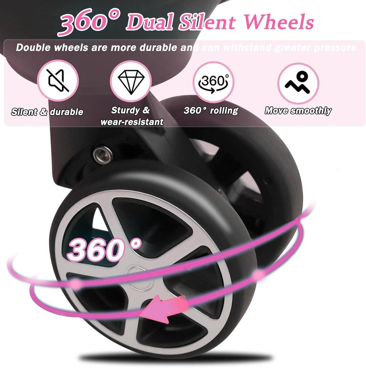 Merax Luggage Set 6 Piece, Hardshell ABS Suitcases with 8 Silent Spinner Wheels, Durable and Lightweight Travel Luggage for Family Trips, Pink