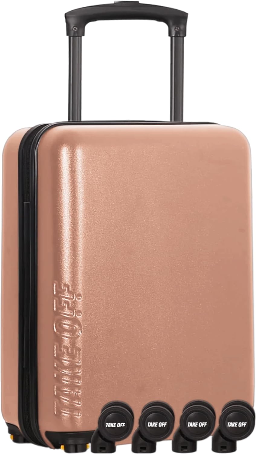 Take OFF Luggage Personal Item 3.0 – 18x14x8 Underseat Carry On with Removable Wheels – TSA Lock, Hardshell Suitcase – Fits Tight Airline Size Rules – No-Fee Lightweight Travel Bag