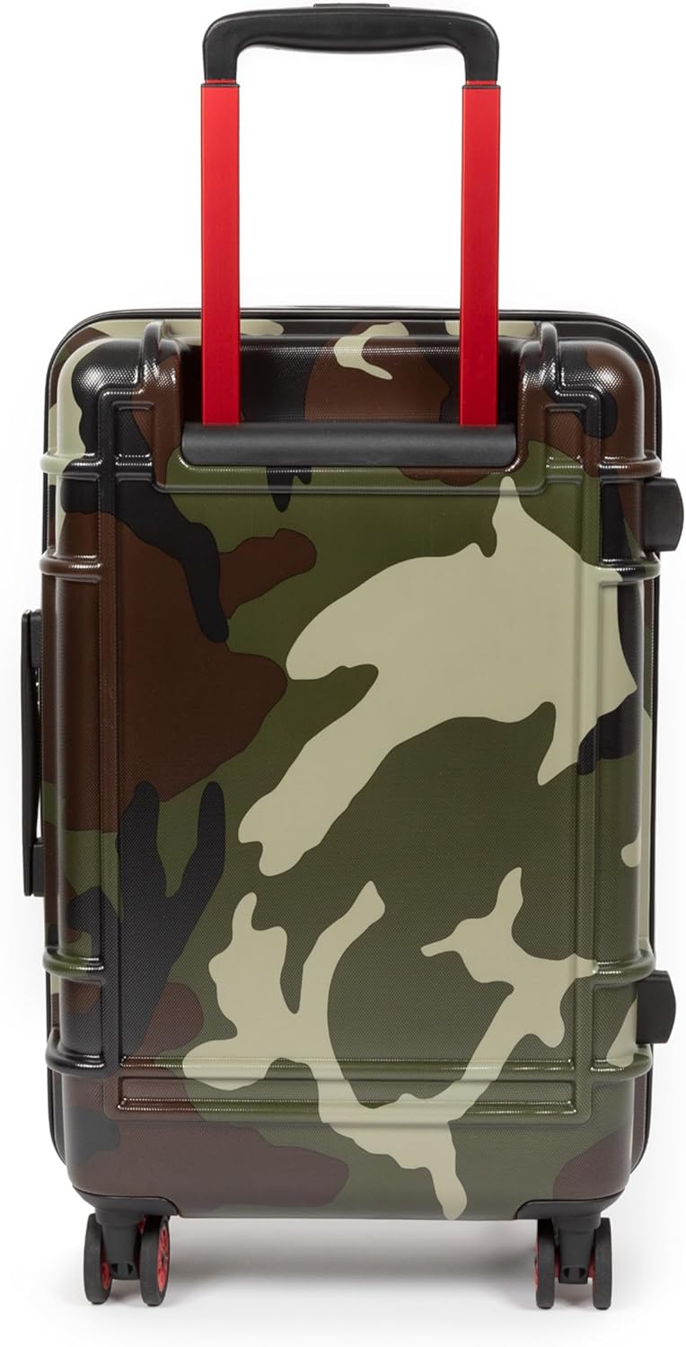 EASTPAK Resist'R Zip Cabin – 28L Hardshell Carry-On with Dual Compartments, 360° Spinner Wheels, TSA Lock & Telescopic Handle, Camo
